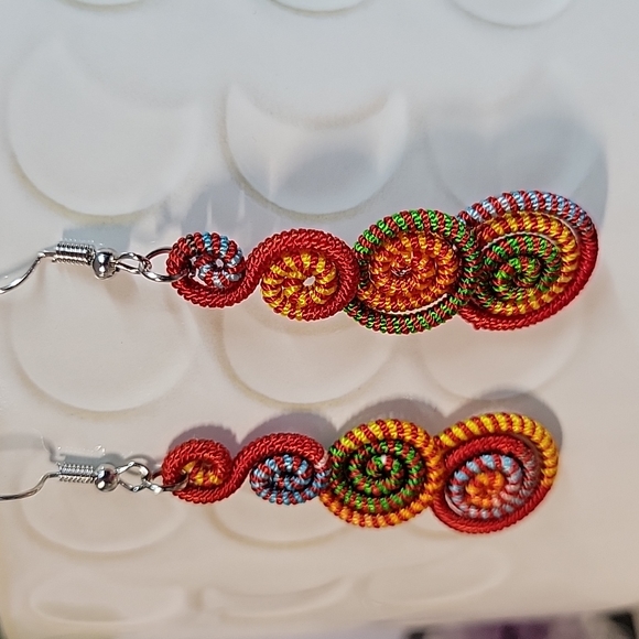 Spiral Wrapped Stacked Drop Earrings - Picture 3 of 4